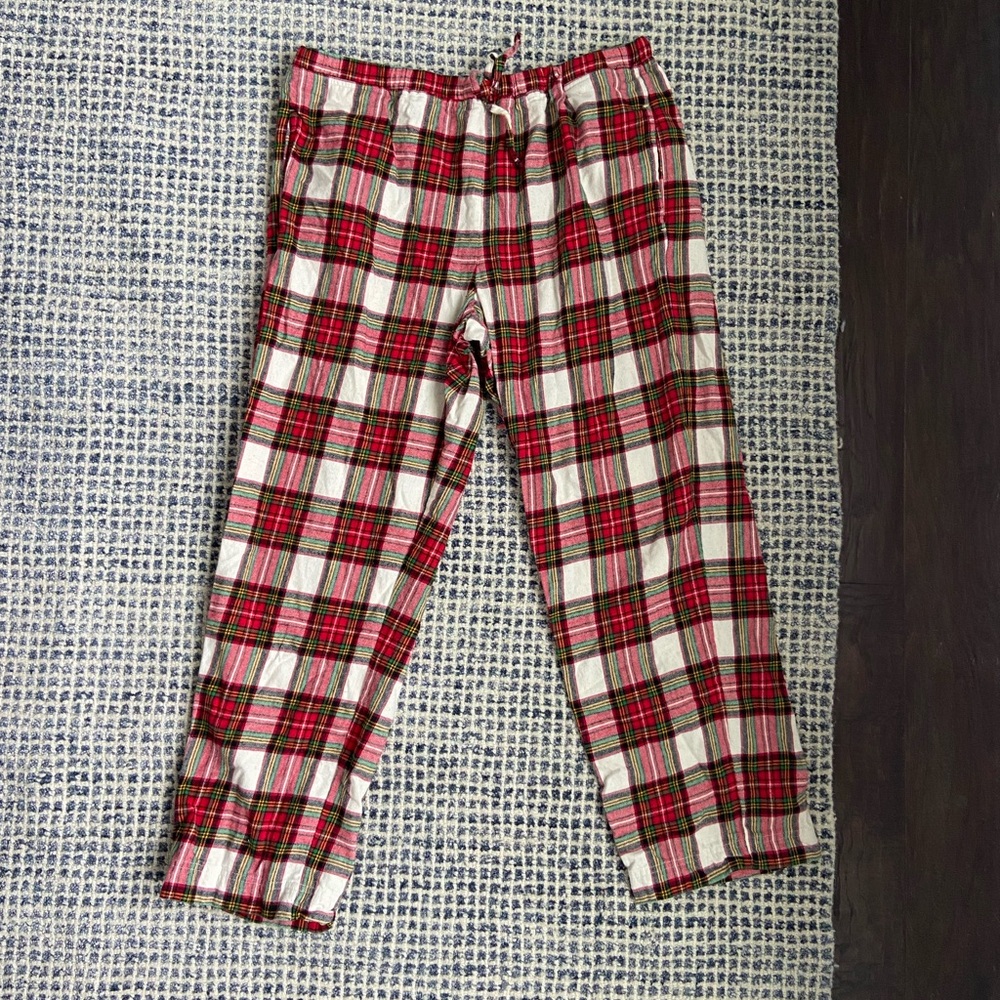 Hanna Andersson Men’s Holiday Red Plaid Flannel Pajama Pants Size L